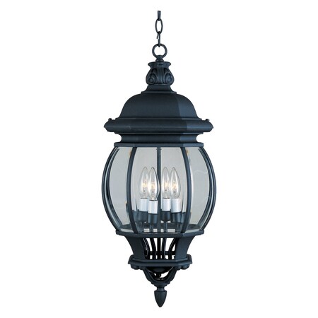 Maxim Four Light Black Clear Glass Hanging Lantern 1039BK